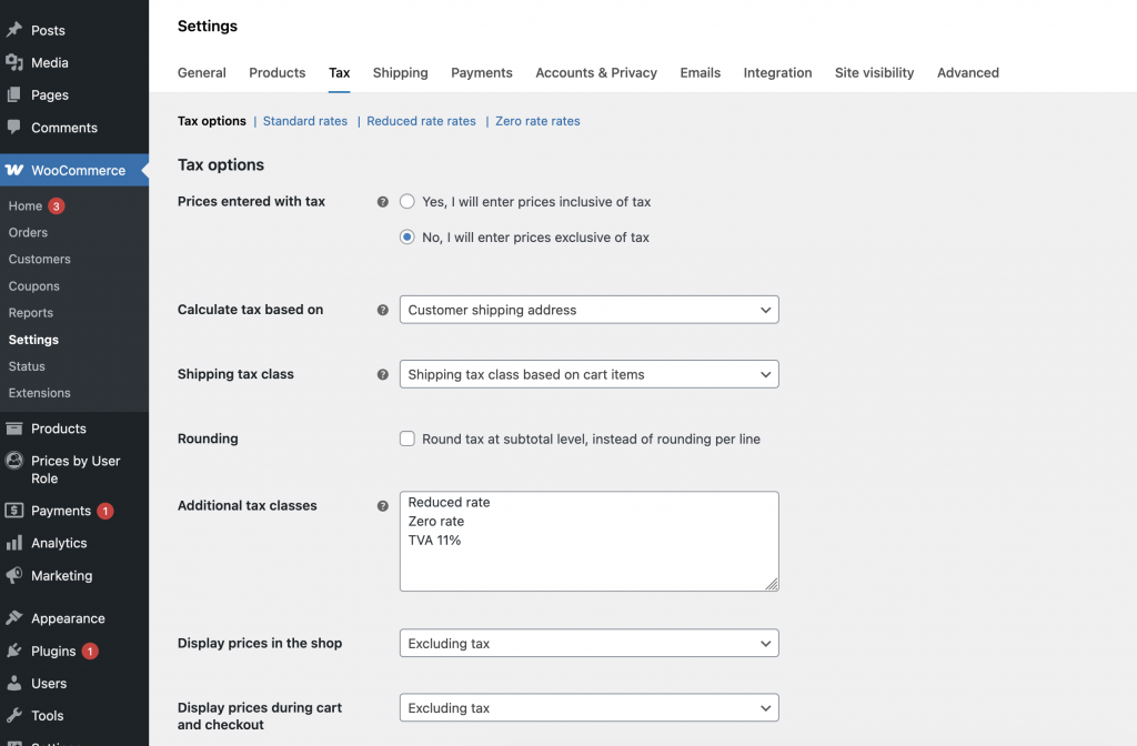 woocommerce taxes